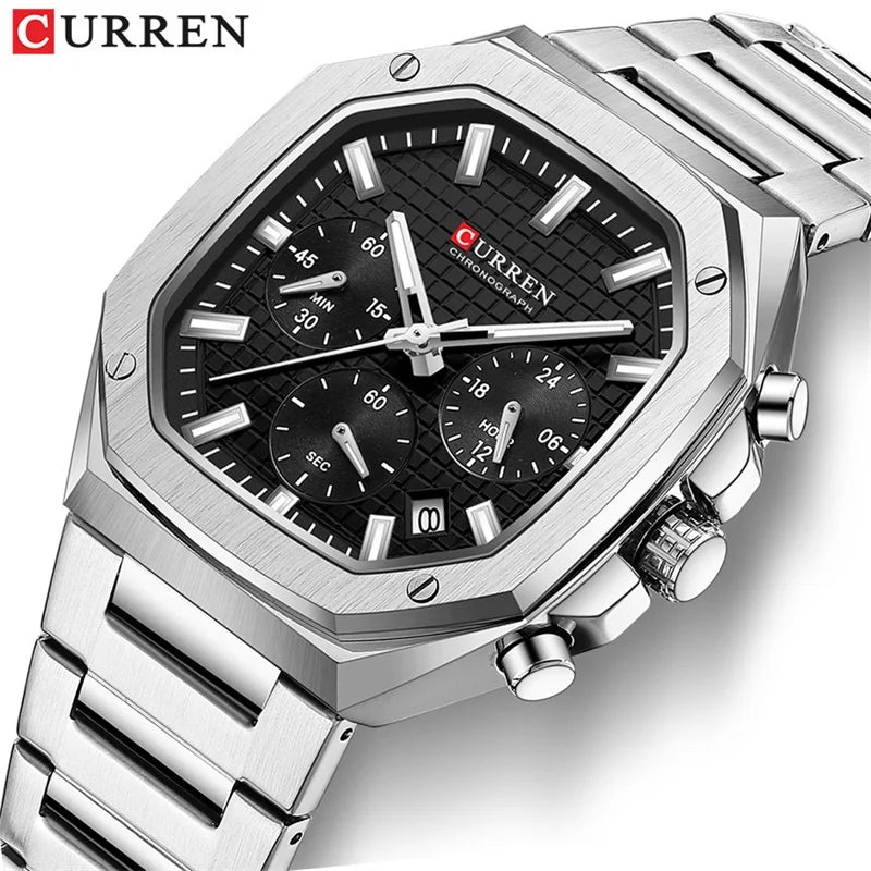 CURREN Unique Design Square Vintage Dial Stainless Steel Watch