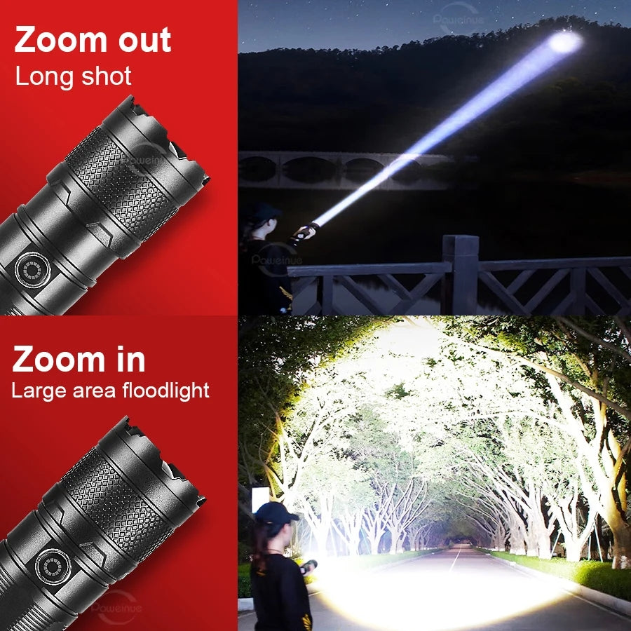 Ultra Powerful Flashlight Zoomable High Power Led Flashlights