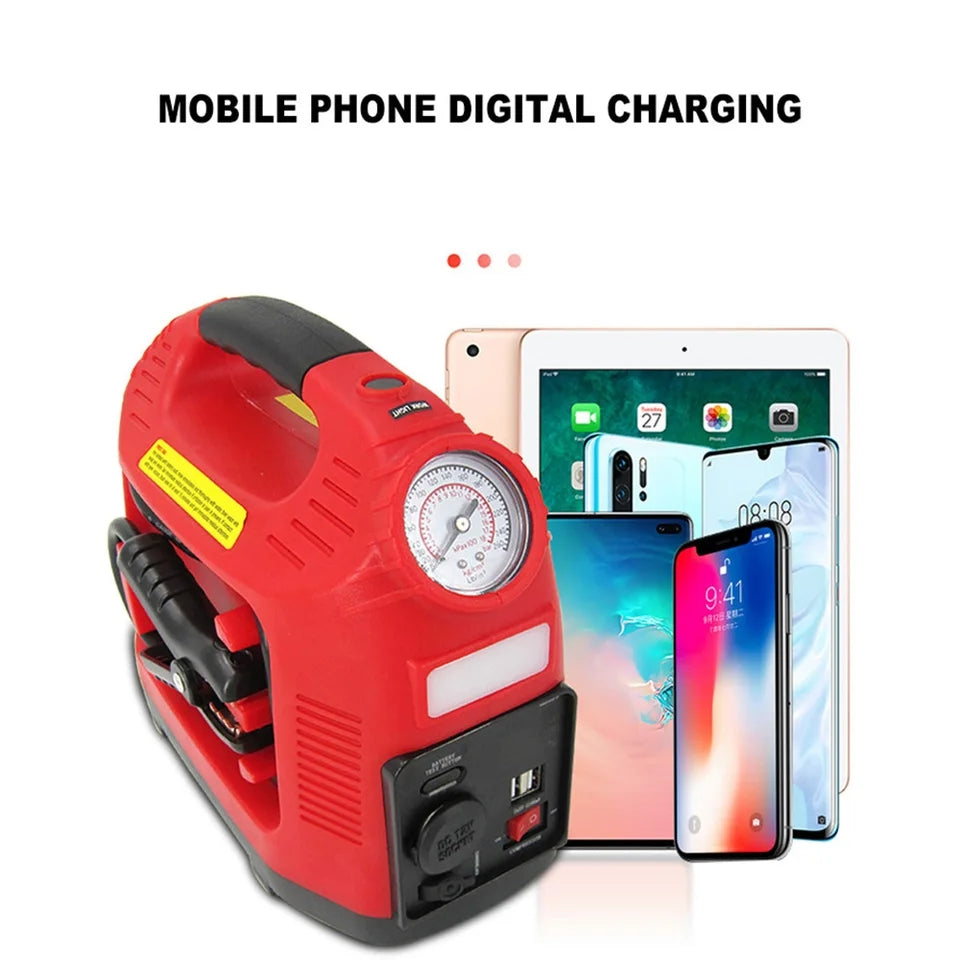 12V 300A Portable Car Jump Starter Power Bank Battery Booster Car Air Pump With USB Charger Led Light Tire Inflation