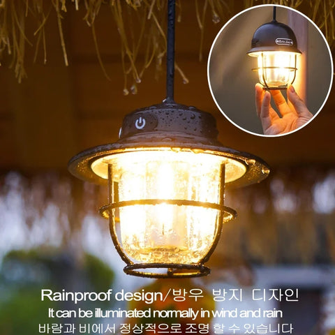 Solar LED Light Waterproof Emergency Light Stepless Dimmable Hanging Tent Lamp for Outdoor Hiking