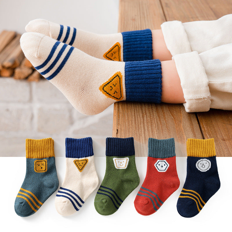 4 Pairs Winter Cartoon Children Warm Towel Socks