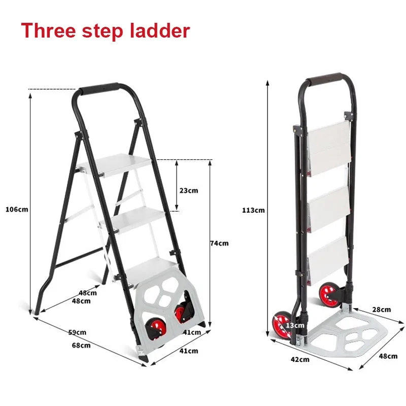 Multifunctional Folding Trolley Ladder Aluminum Alloy Car Ladder Dual Use