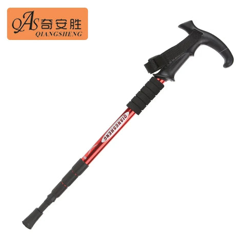Hiking Tactical Aluminum Walking Adjustable Sticks with T-Handle