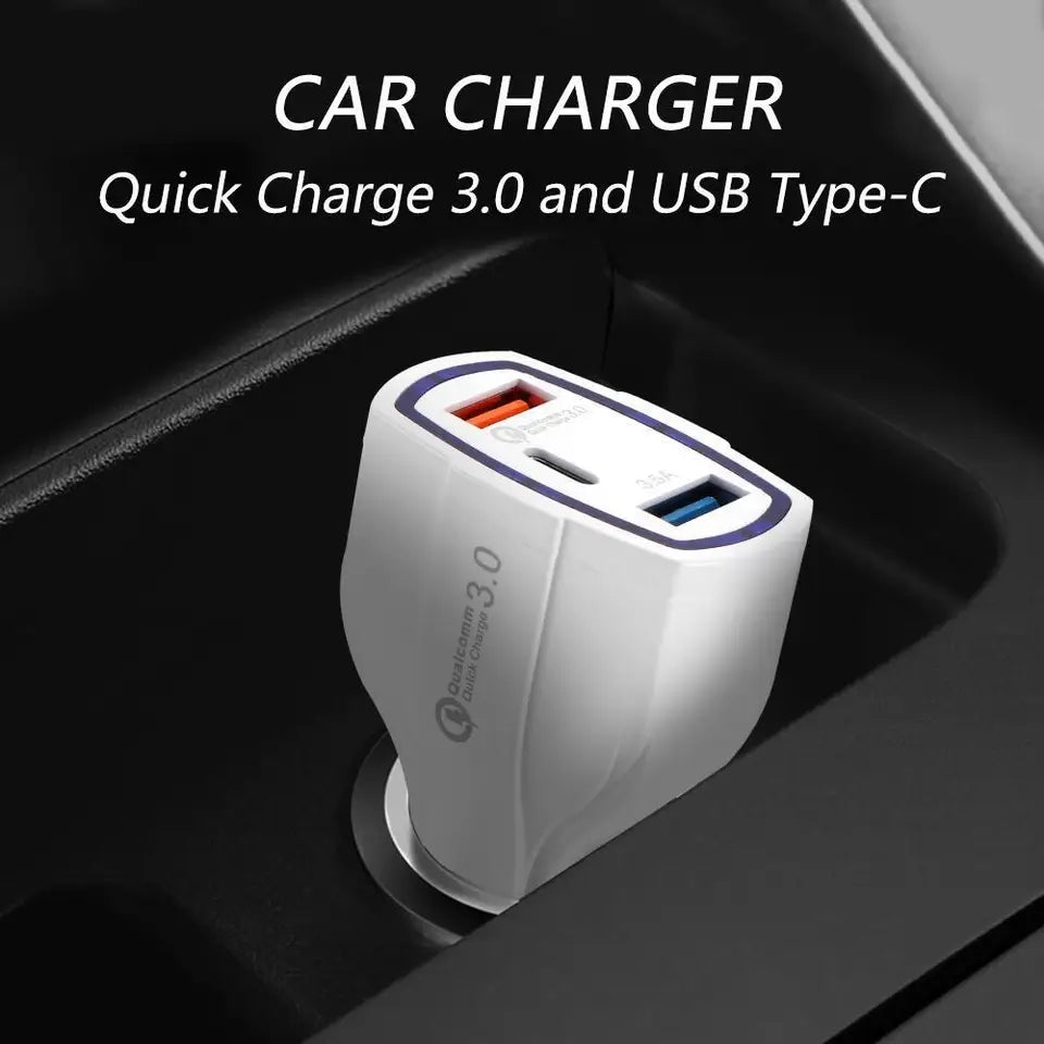 Imported Smart Car Charger Multi-function Fast multi USB Portable Three Ports