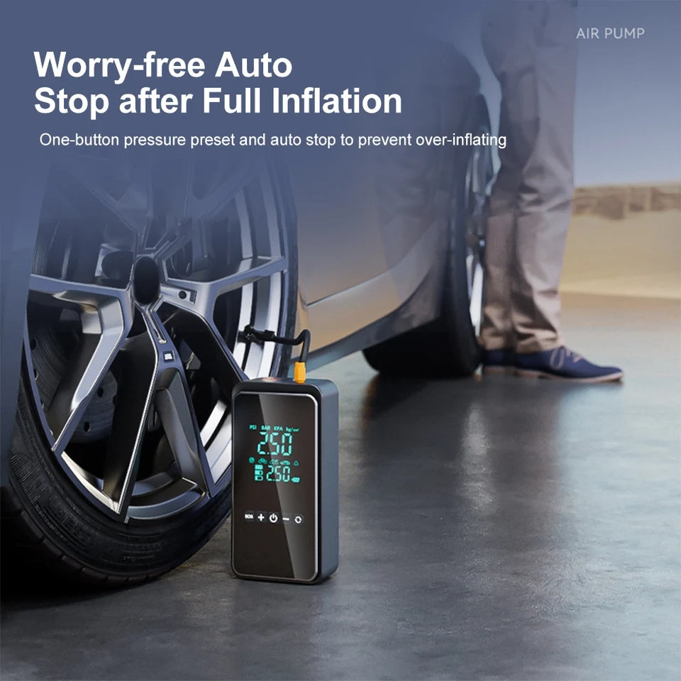 Cordless Tire Inflator for Car Portable Air Compressor Pump & Power bank