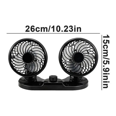 Double Head Car Fan 360 Degree Rotation With 2 Speeds Double Fan Suitable For 12V Cars, Trucks, Suvs