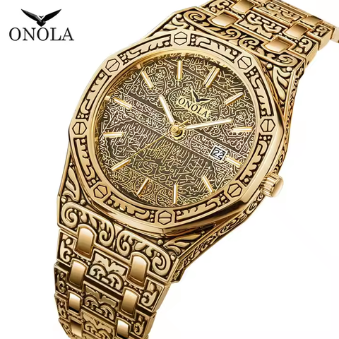 Gold Muslim Men Quartz Waterproof Watches