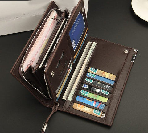 Baellerry Geniune Leather Long wallet Large Capicity Zipper mobile pocket Cards cash slots