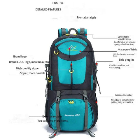 60L hiking backpack Large Capacity  Waterproof bag
