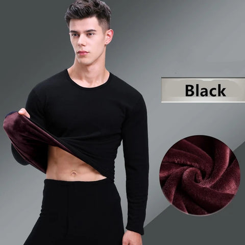 -10° Double Layer Thick Fleece Winter Thermal Suits Set Warm Underwear