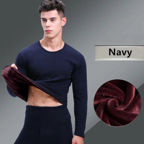 -10° Double Layer Thick Fleece Winter Thermal Suits Set Warm Underwear