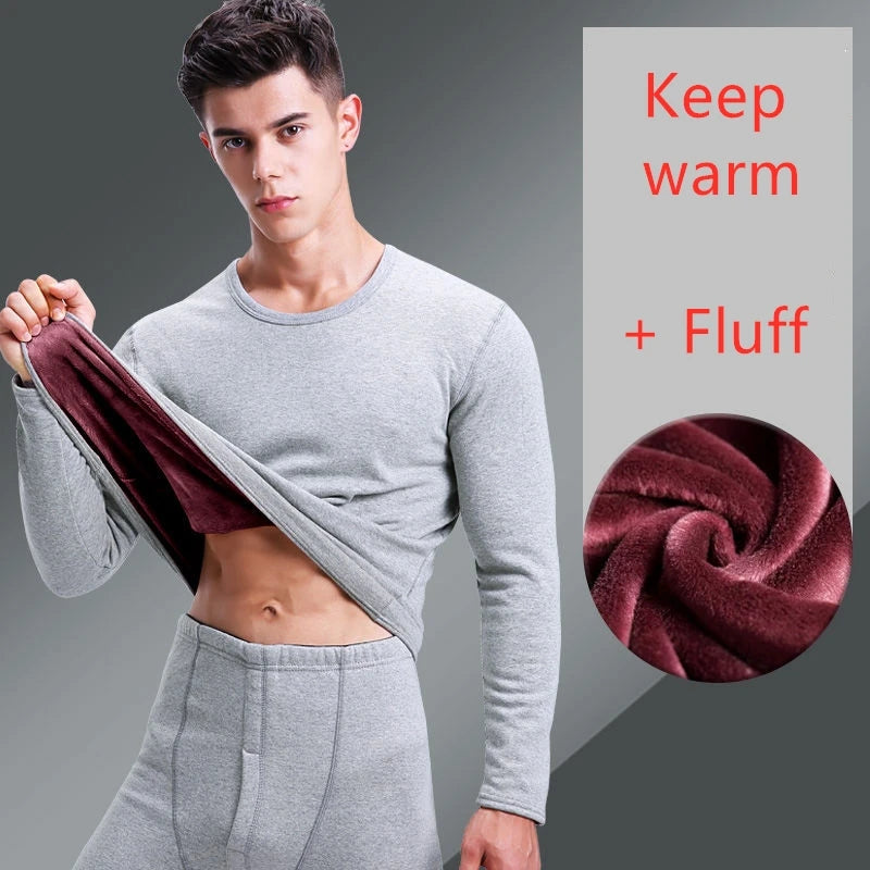 Double Layer Fleece Men Women Winter Thermal Suits Set Warm Thick Fleece Thermal Underwear
