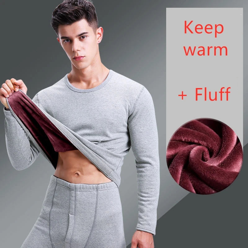 -10° Double Layer Thick Fleece Winter Thermal Suits Set Warm Underwear