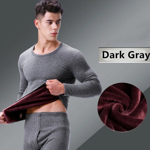 -10° Double Layer Thick Fleece Winter Thermal Suits Set Warm Underwear