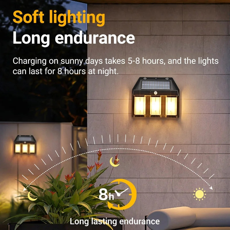 100 watt 3bulbs Solar LED Wall Light Outdoor Motion Sensor Waterproof Lantern