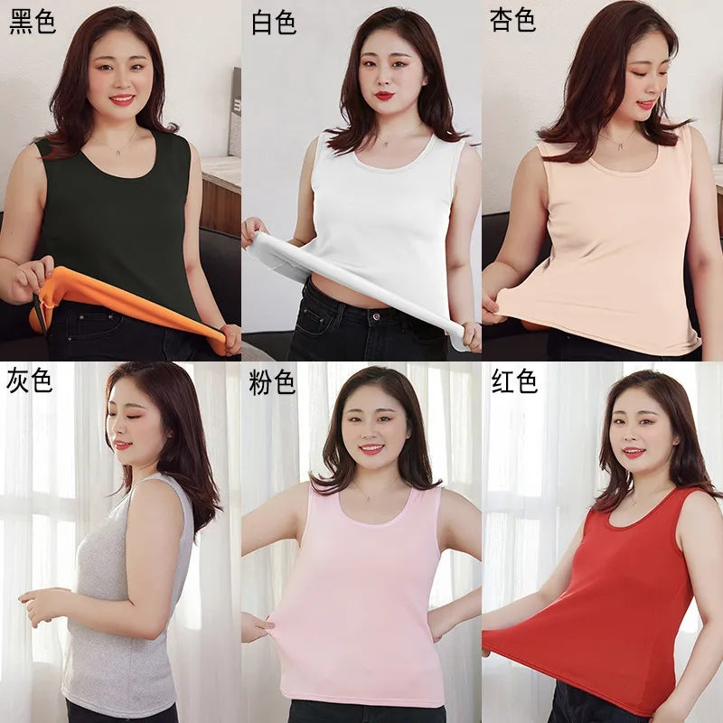 Velvet Seamless Underwear Undershirt Autumn and Winter Heating Fleece-Lined Inner Wear Sleeveless Top