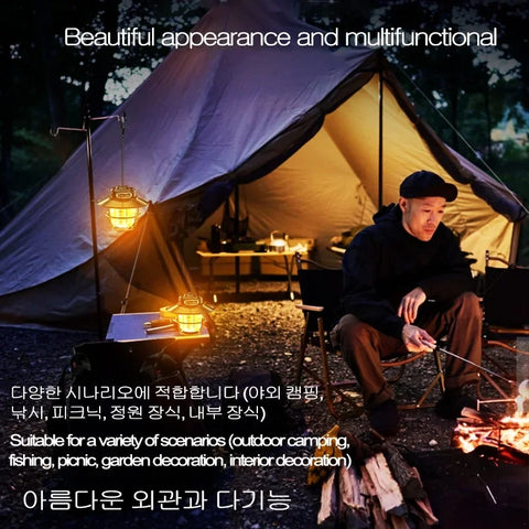 Solar LED Light Waterproof Emergency Light Stepless Dimmable Hanging Tent Lamp for Outdoor Hiking