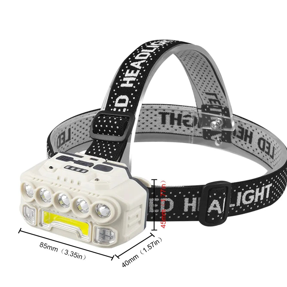 Powerful LED Headlamp Super XPG+COB LED Headlight IR Sensor Headlamp, 1200mAh IPX4 Waterproof, 500LM COB Wave Sensor Headlight