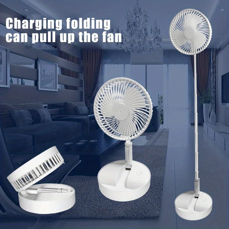 Portable Desk Fan ,4 Speeds USB Fan 6000mah Rechargeable Foldable Adjustable Height Quiet Mini Fan For Bedroom,Travel ,Office