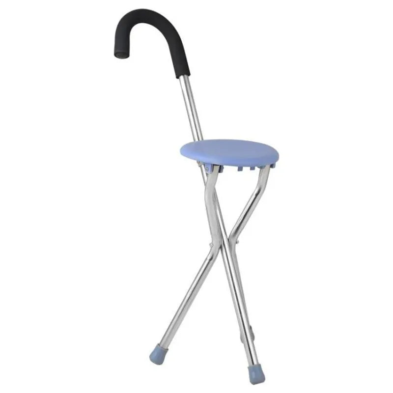 Aluminum Alloy Folding Cane Seat Dexterous Non-Slip Walking Stick Stool