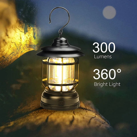 Retro Camping Lamp USB Rechargeable Lantern Camping Light