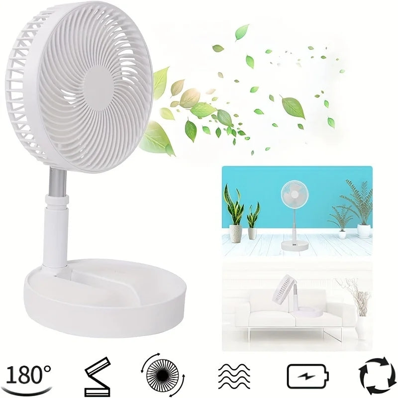 Portable Desk Fan ,4 Speeds USB Fan 6000mah Rechargeable Foldable Adjustable Height Quiet Mini Fan For Bedroom,Travel ,Office