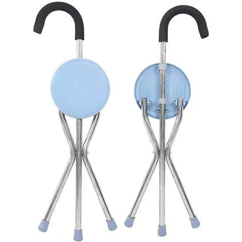 Aluminum Alloy Folding Cane Seat Dexterous Non-Slip Walking Stick Stool