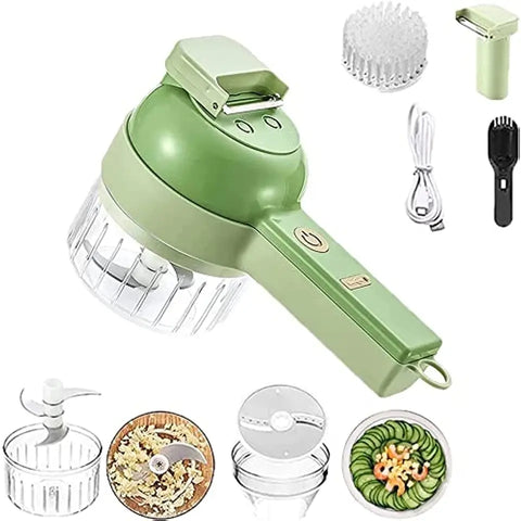 4 in 1 Electric Kitchen Chopper Garlic Masher Meat Grinder Mini Food Garlic Vegetable Crusher Slicer Rechargeable Food Processor