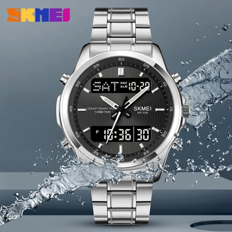 Fashion Luxury 3 Time Zone Digital Quartz Wristwatches