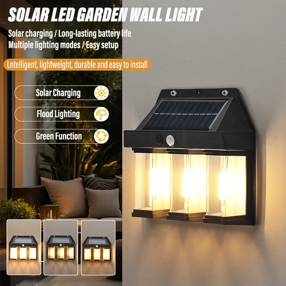 100 watt 3bulbs Solar LED Wall Light Outdoor Motion Sensor Waterproof Lantern