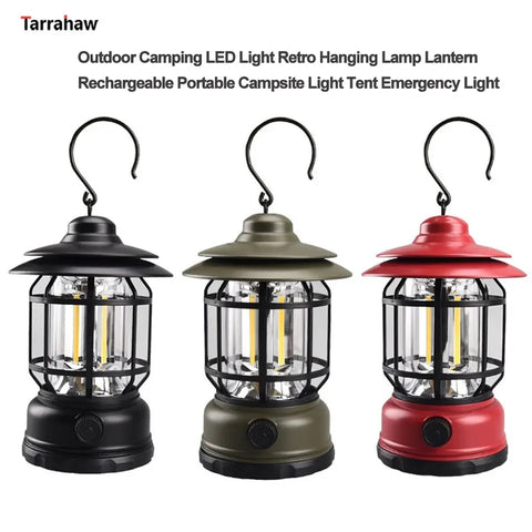 Retro Camping Lamp USB Rechargeable Lantern Camping Light