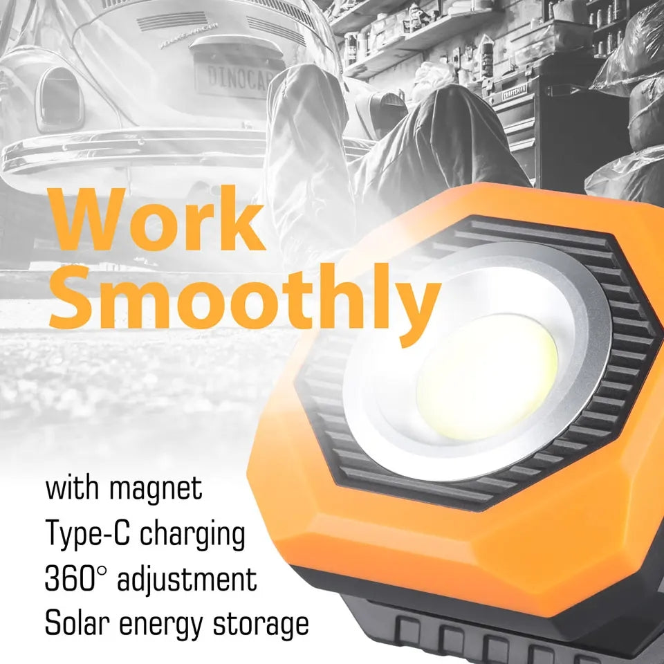 Portable Magnetic COB LED Solar Light for Camping 360° Pivoting Adjustment
