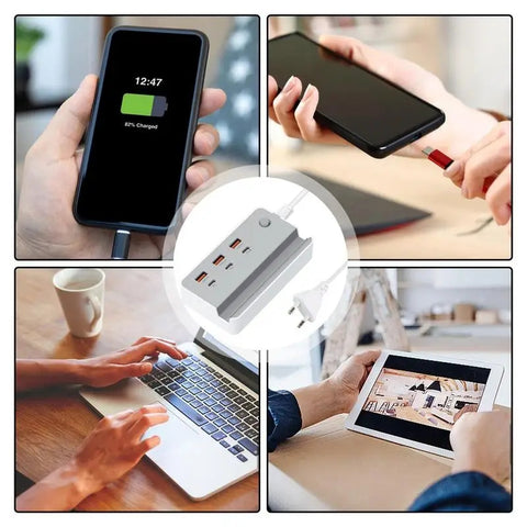 Moden Kate 6 In 1 35w Desktop Power Strip With 3 USB Fast CharginG