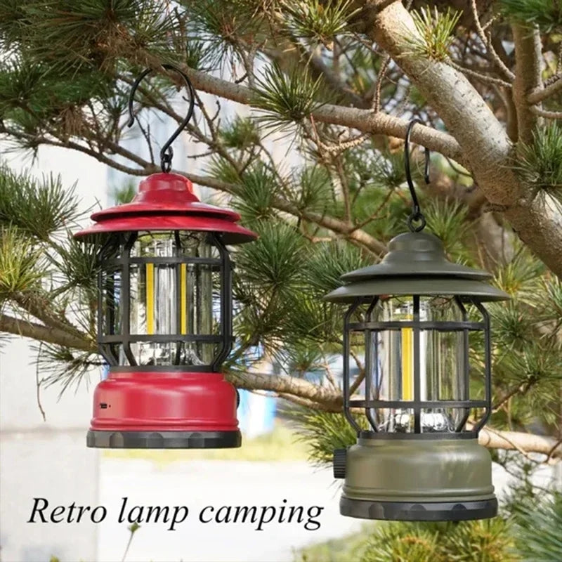 Retro Camping Lamp USB Rechargeable Lantern Camping Light