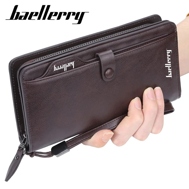 Baellery Leather Long Clutch Coin Pocket | Zipper Wallet