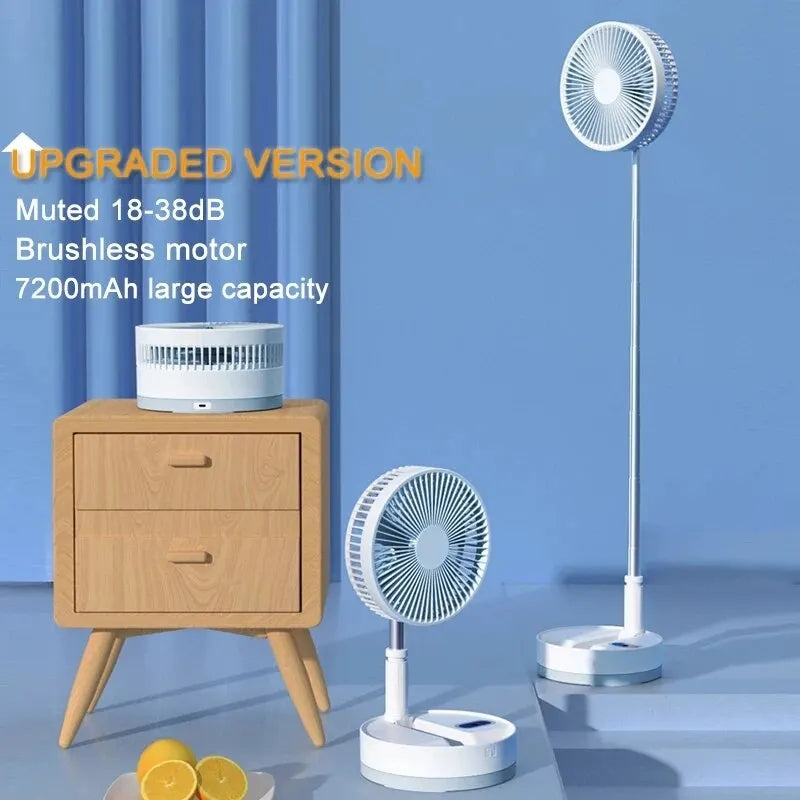 Portable Desk Fan ,4 Speeds USB Fan 6000mah Rechargeable Foldable Adjustable Height Quiet Mini Fan For Bedroom,Travel ,Office