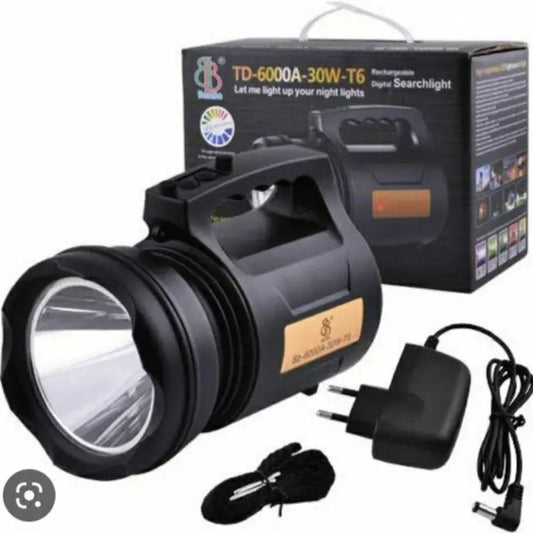 TD-6000A Super Bright Powerful Search Light 30 Watt Rechargeable Rechargeable Digital Searchlight