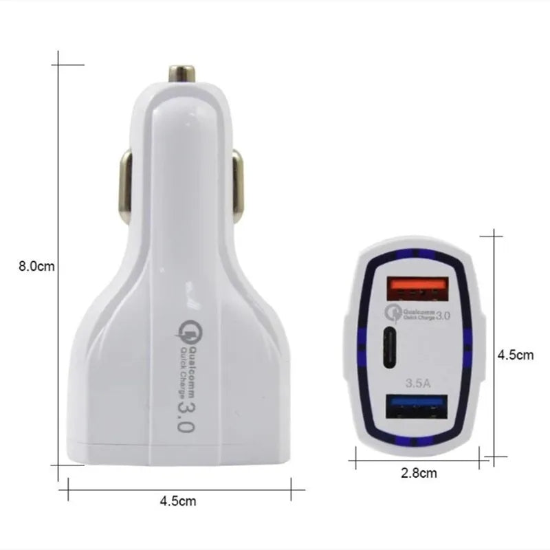 Imported Smart Car Charger Multi-function Fast multi USB Portable Three Ports