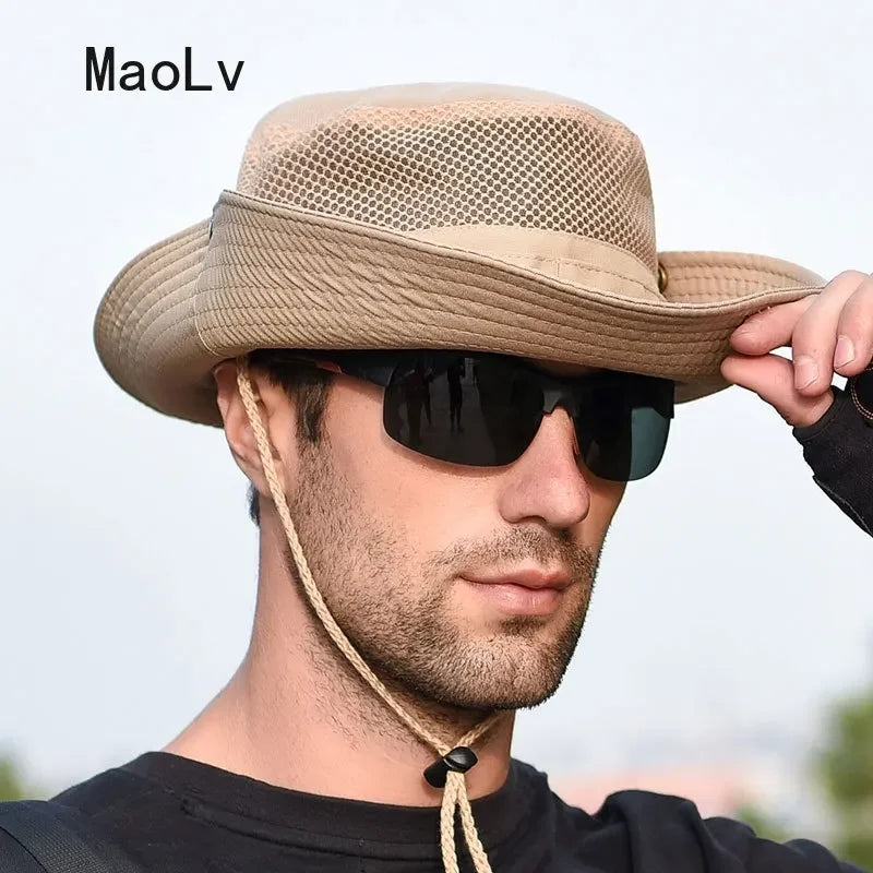 Outdoor Mesh Hiking Cap Sun Protection Bucket Hat