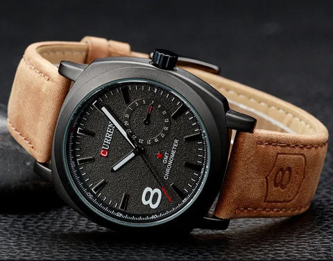CURREN Leather Sports Watch Waterproof