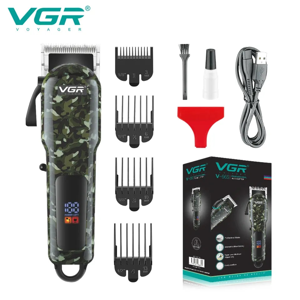 VGR Hair Clipper Professional Hair Trimmer Adjustable Hair Cutting Machine Electric Barber Digital Display Clipper for Men V-665