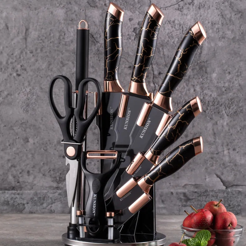 9 Piece Kitchen Set Acrylic Knife Holder