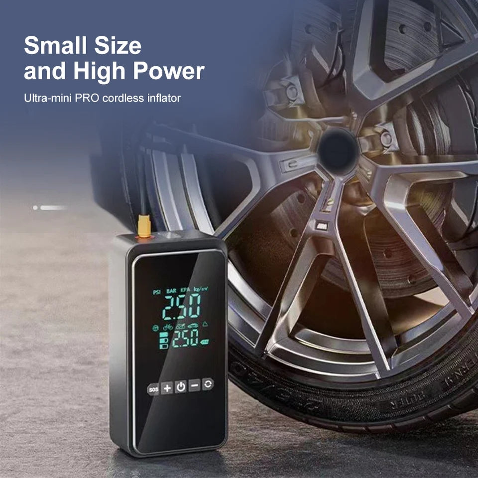 Cordless Tire Inflator for Car Portable Air Compressor Pump & Power bank