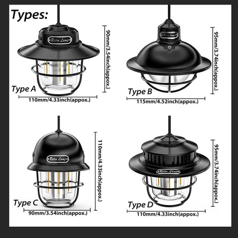 Solar LED Light Waterproof Emergency Light Stepless Dimmable Hanging Tent Lamp for Outdoor Hiking