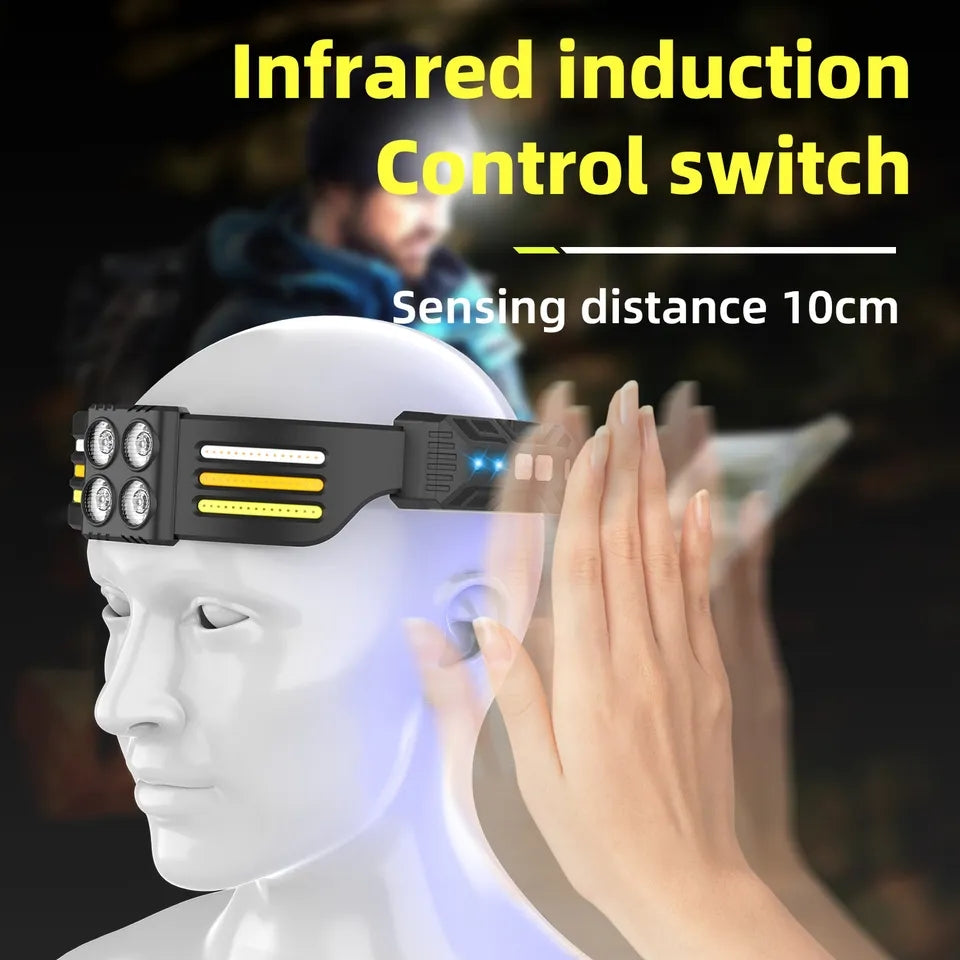 IPX6 Flash light Multifunction USB Rechargeable LED Sensor Headlamp for Fishing Lantern