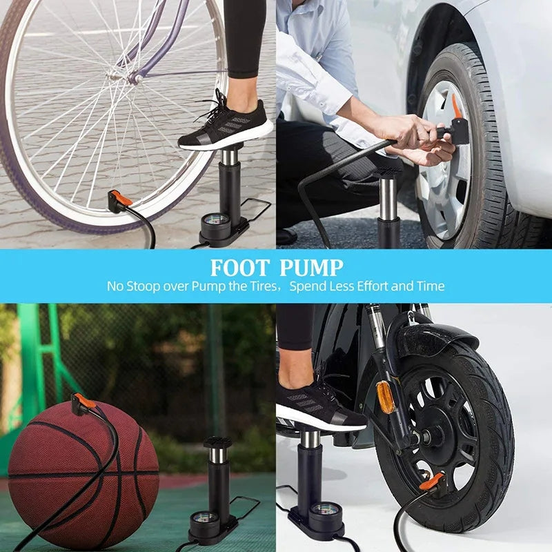 Safety Portable Bicycle Foot Pedal High Pressure Pump