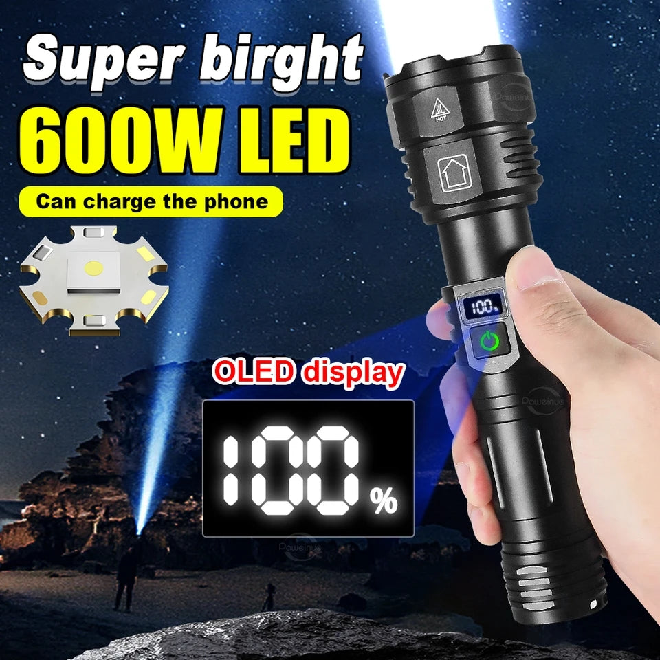 High Power USB Rechargeable LED 2000W Flash Light 990000000LM High Power XHP360