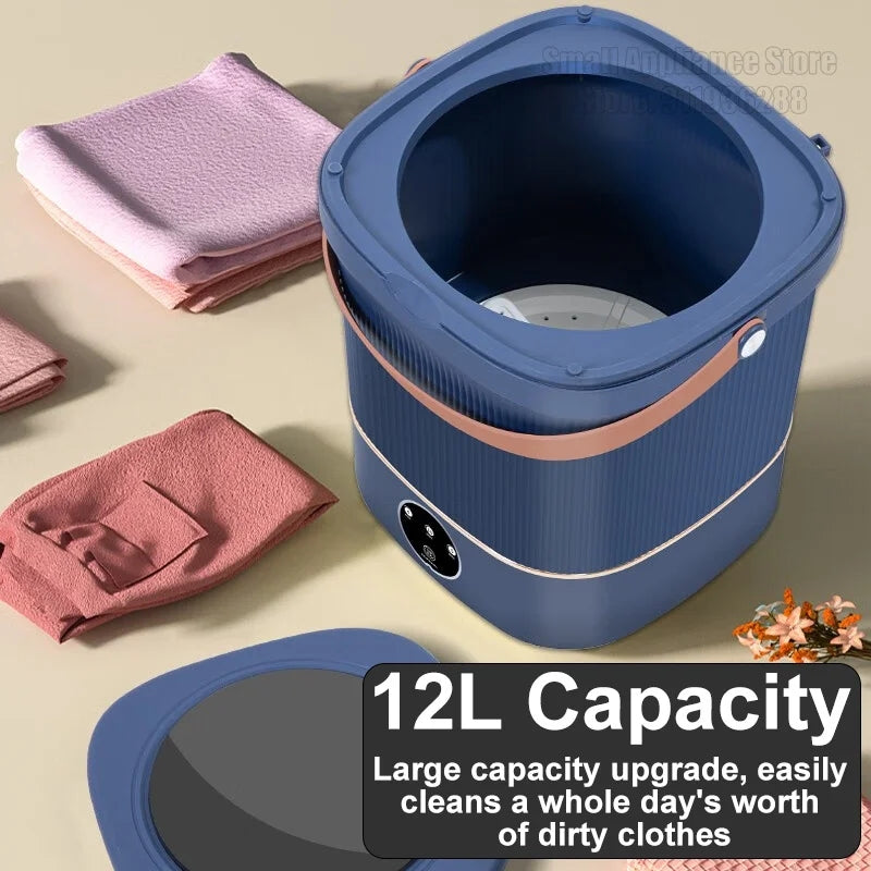 12L Portable Washing Machine Big Capacity with Spin Dryer Bucket for Clothes
