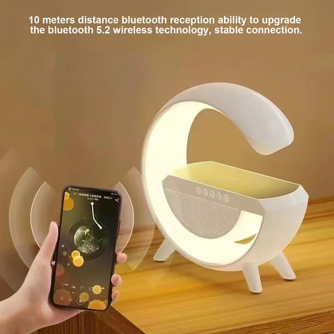 Led Wireless Charging Speaker Speaker Lights With Wireless Charging Mp3 Player With Night Light And Alarm Clock Multi-Color