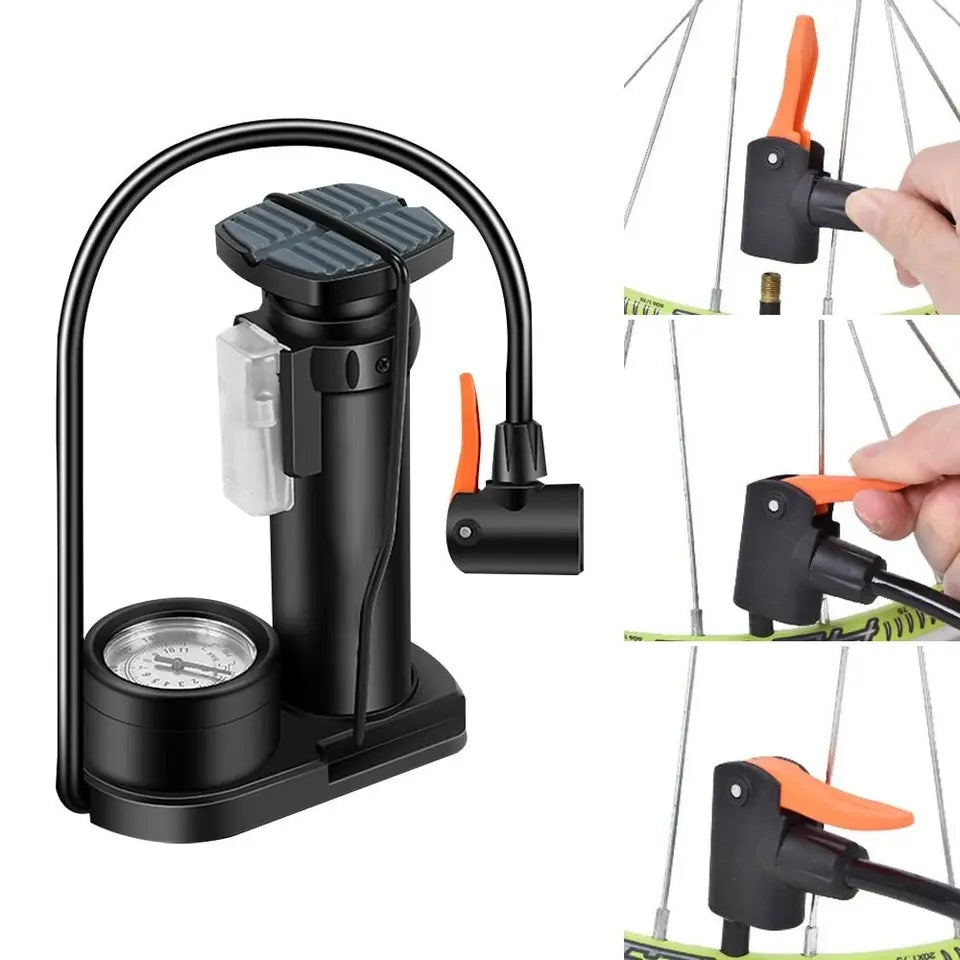 Mini Bike Pump Portable Bicycle Tyre Inflator Foot Pump